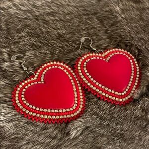 Beaded love heart earrings